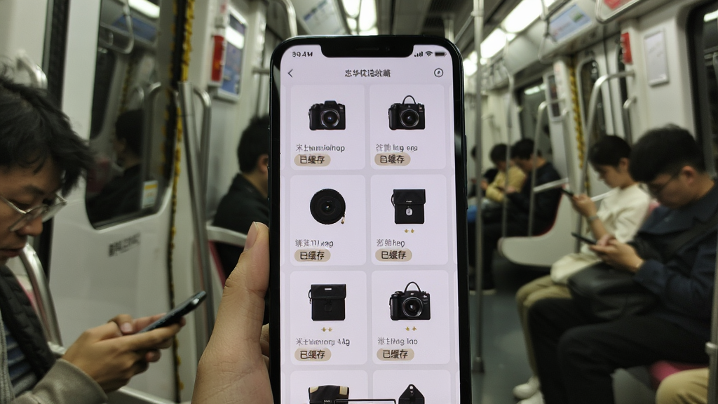 �ֻ���ʾ�һ���ѡ�ղؼ�ҳ�棬���������Ŷ�����Ʒ��Ƭ��ÿ�ſ�Ƭ�·��С��ѻ��桱С��ǩ�������ǵ��������ڣ��˿͵�ͷ���ֻ���������ͣ�����ճ�дʵ�������������޶���Ԫ��