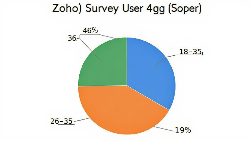 һ��չʾZoho Survey�û�����ֲ���״ͼ��ͼƬ������������һ����ɫ��״ͼ����ע��18-25�ꡢ26-35�ꡢ36-45�ꡢ46-60���ĸ�����εı����������ǰ�ɫ����������ݻ������������ɾ�