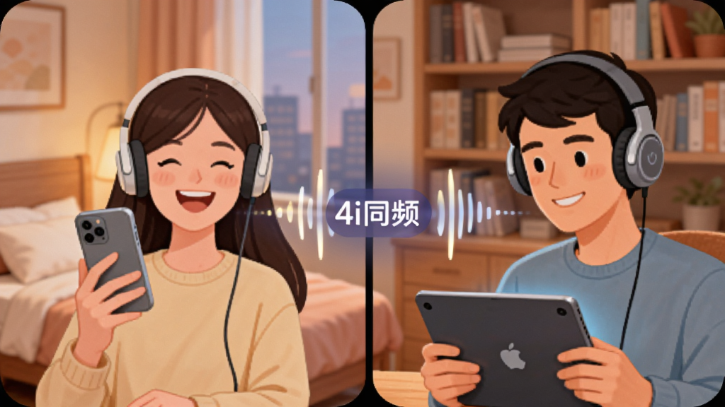 �����˴��Ŷ����ڲ�ͬ����ͨ����4iͬƵ��Appʵʱ��������Ĳ廭�����������һ��Ů��������������ֻ�Ц���ұ���һ���������鷿����Ŷ�������ƽ�壬�����м���һ��������������ӣ�������Ư���š�4iͬƵ�������ֱ�ʶ������ɫ����ů�������ܰ�ִ������ʸɾ�