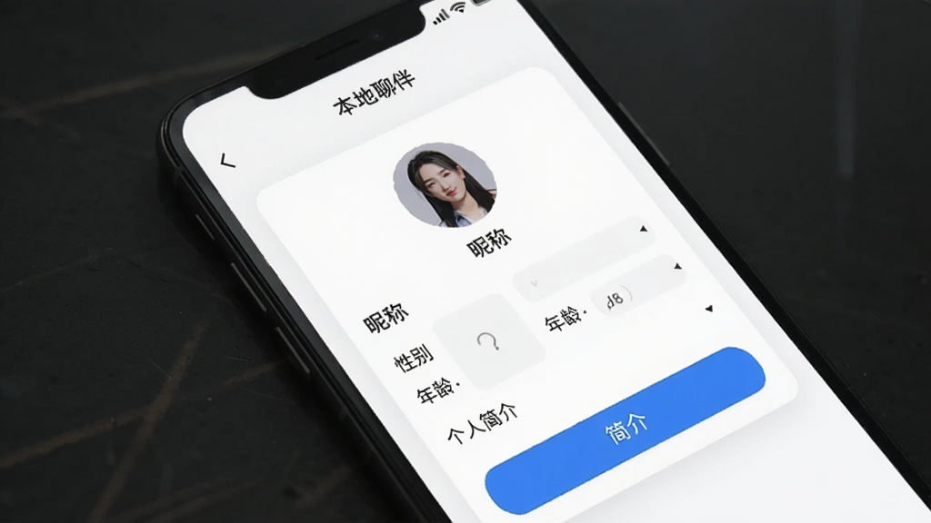 �ֻ���Ļչʾ�����İ�������ϱ༭ҳ�棬����ͷ���ǳơ��Ա����䡢���˼�����д������С������İ顱�����������԰�ɫ��Ƭʽ����Ϊ������ťΪ��ɫԲ�ǣ�����࣬���������ɾ����޶���Ԫ��