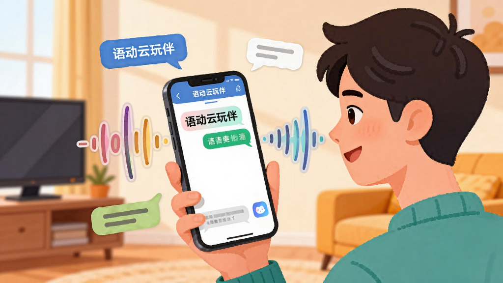 һ��AI���ɵĲ廭��������һ�������������ֻ����ֻ���Ļ����ʾ���ﶯ����顱�ĶԻ����棬��Χ�в�ɫ������ͼ�����������ݣ����ֳ����������������У���������ܰ�ľӼһ������������ƽ����ɫ�����죬���ʸɾ����޶���Ԫ�ء�