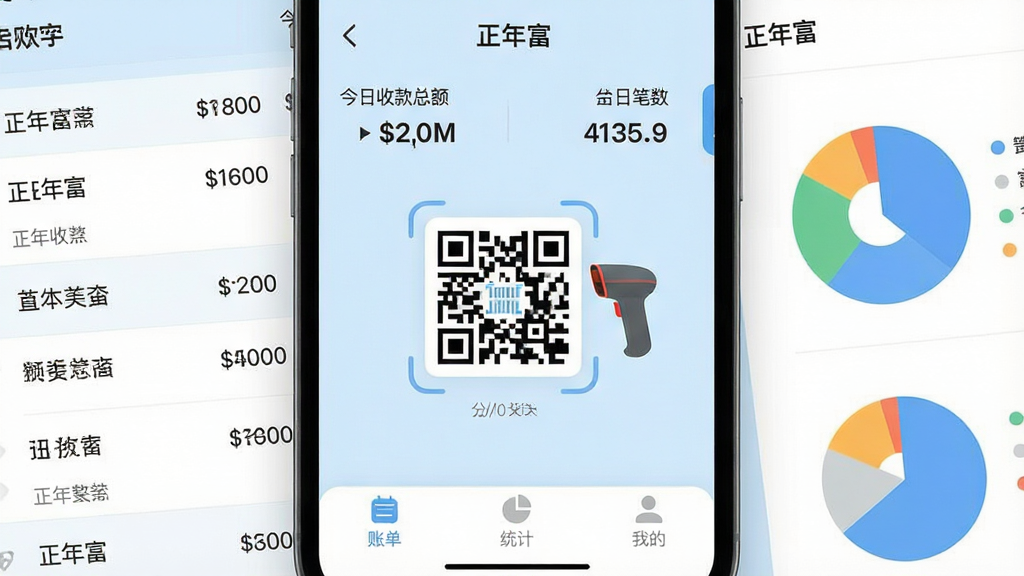 һ���ֻ���Ļ��д����Ļ������ʾ����Ϊ�����긻���ļ������������棬���汳��Ϊ�ɾ���ǳ��ɫ��������ʾ�����տ��ܶ�ͱ������м�����Ŀ���տ��ά���ɨ��ǹͼ�꣬�ײ����˵���ͳ�ƺ��ҵ�����ѡ�����Χ�����ż�����֧��ϸ�б��ͱ�״ͳ��ͼ���������ִ���ƽ��ϸ��Բ�󣬻��������ɾ����޶���Ԫ��