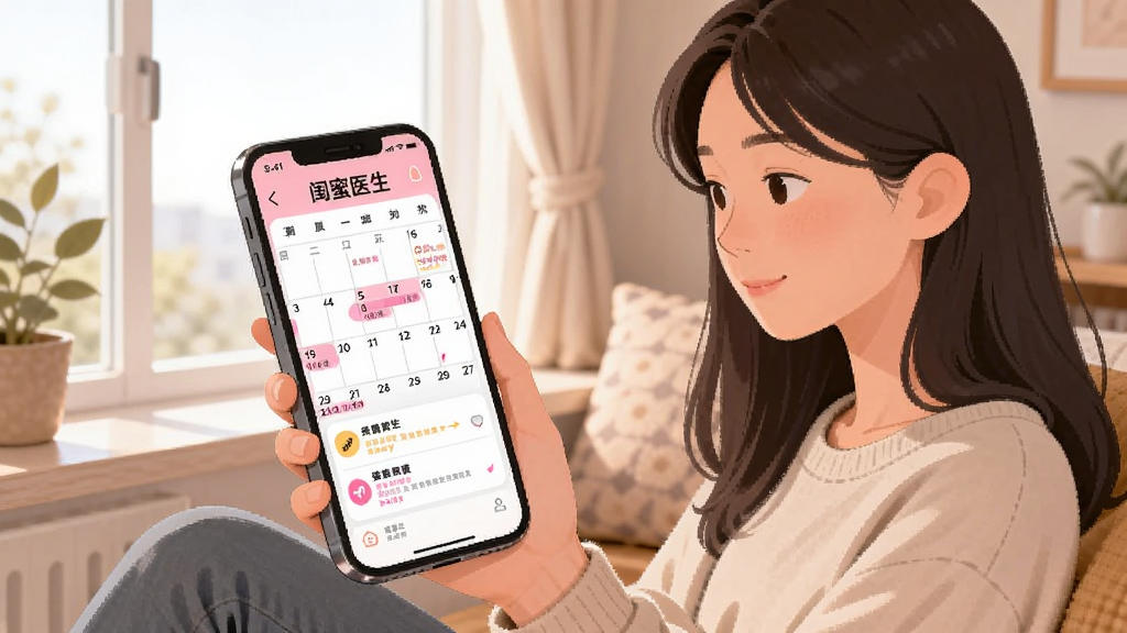 һ��AI���ɵĲ廭���ͼƬ��������һ������Ů�����ڴ��ߣ����������ֻ����ֻ���Ļ����ʾ������ҽ�����ľ����������棬�з�ɫ��ǵ����ں�������ʾ����������ܰ�ľӼһ�����ɫ����ͣ����ʸɾ��޶���Ԫ��