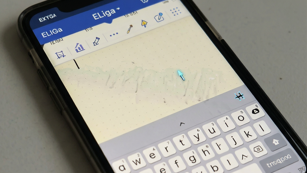 ELIGA ���±��༭���棬����Ϊ�ֻ���Ļ��ʾ�հױʼ�ҳ�������Ϸ��б������͹��������м�Ϊ��д�����·��м��̺͹���ͼ�꣬�Ű�ɾ������ֽ���ʸУ�ϸ���й����˸�������������޶���Ԫ��