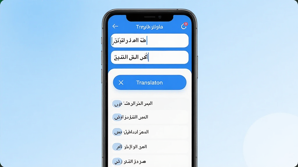 �������﷭��ͨ����������ȫòչʾ���ֻ���Ļ���з��ã�����Ϊǳ��ɫ���䣬��Ļ����ʾ�������﷭��ͨ��Ӧ�ý��棬�����ǰ������������˫��������м�����Ŀ�ķ��밴ť���·��ǳ��ö����б������������ִ���������ɫΪ����ͼ��Բ�����������ʸɾ��������޶���Ԫ��