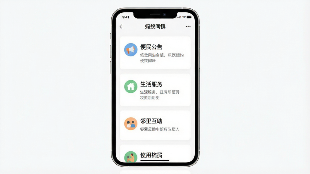 һ��չʾ������ͬ��App��Ϣ��������ͼƬ���ֻ���Ļ����ʾ�����Ϣ��Ƭ����Ƭ���з����ǩ�硰���񹫸桱��������񡱡����ﻥ������ÿ�ſ�Ƭ����Сͼ��ͼ�����֣���������������Ϊ��ɫ������ƽ�������ʸɾ��޶���Ԫ��