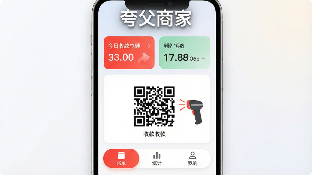 һ��չʾ�丸�̼���������ȫò��ͼƬ�������������ֻ���Ļ����Ļ����ʾ�丸�̼�APP�������棬���沼���Ϸ�����Ŀ�Ľ����տ��ܶ�ͱ�����Ƭ���м��Ǿ޴���տ��ά���ɨ��ǹͼ�꣬�·����˵���ͳ�ơ��ҵ�����ѡ����Ű�������������ִ���ƽ����ϸ��Բ�󣬱����Ǹɾ���ǳɫ���䣬���ʸ��壬�޶���Ԫ�أ���Ļ�Ϸ������š��丸�̼ҡ��ĸ��֡�