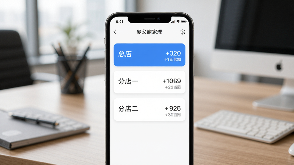 �丸�̼�APP����̹������棬�ֻ���Ļ��ʾ�����л��б����б����С��ܵꡱ�����ֵ�һ�������ֵ������ѡ�ÿ��ѡ���Ա��е��յ�Ӫҵ��С�֣������������񣬱����ǰ칫�����棬����������������Ԫ�ء�