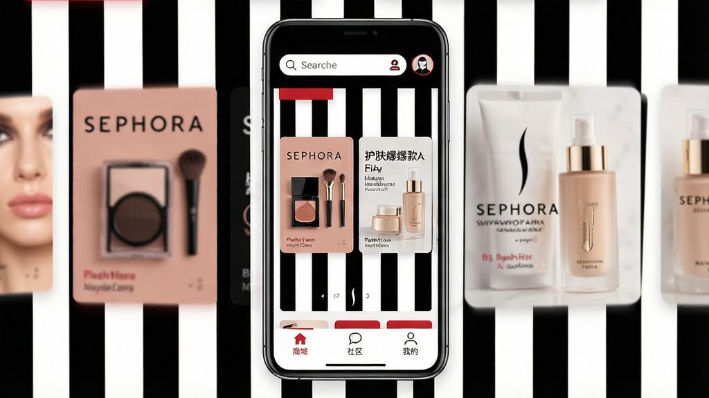 һ�������ֻ�Ӧ�ý���չʾͼ������������һ���ִ������ֻ�����Ļ����ʾ��˿ܽ��APP����ҳ���������������ͻ�Աͷ���м��ǲ�ױ��Ʒ�ͻ�������ĺ��򻬶���Ƭ���ײ����̳ǡ��������ҵ�����������ǩ������ɫ���Ժڰ����ƺͺ�ɫ��׺Ϊ��������Լ�߼���ϸ�����������ʸɾ����޶���Ԫ��