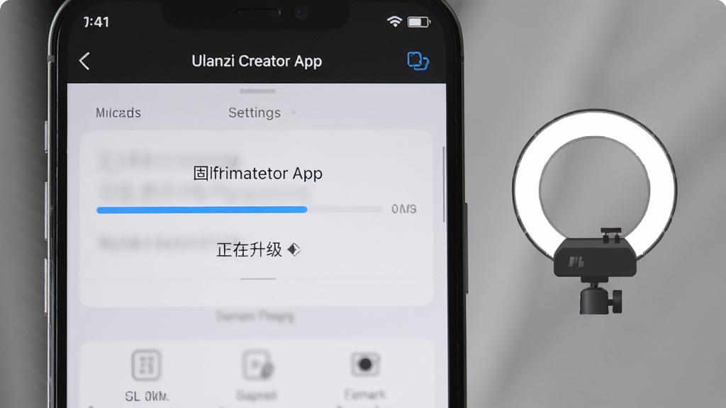һ��Ulanzi Creator App�Ĺ̼����������ͼ����Ļ��ʾһ���������͡�������������������ʾ���������ֻ�����ҳ�����Ա���һյ����Ƶ�ͼ�꣬������ɾ�ֱ�ۣ�ϸ�����������ʸɾ��޶���Ԫ��
