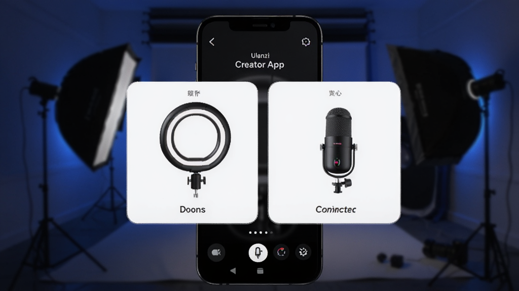 һ��չʾUlanzi Creator App��������ֻ���Ļ��ͼ����Ļ������ʾ�����ӵĲ���ƺ���˷��豸��Ƭ����������ɫ��Ӱ�ﻷ��������͵���ɫ��Χ�⣬�������ִ��Ƽ��У�ϸ�����������ʸɾ��޶���Ԫ��