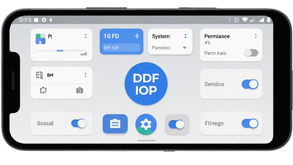 DFD IOP ����������ȫòչʾ��������һ�����İ�׿�ֻ���Ļ����Ļ������ DFD IOP ����ɫԲ��ͼ�꣬��Χ������ϵͳ״̬��Ƭ��Ȩ�޿��ػ��飬���ֲ������½ṹ��������״̬�����м��Ǻ��Ĺ��ܰ�ť���ײ��ǵ��������Ű�ɾ����䣬����ִ���ƽ����ϸ����ͼ��Բ���޾�ݣ�����Ϊǳ�ҽ��䣬�����������޶���Ԫ��