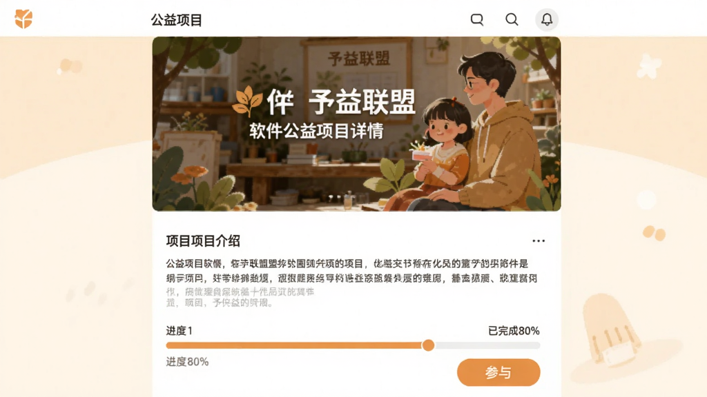 һ��AI���ɵĲ廭�������ǡ��������ˡ������ڵĹ�����Ŀ����ҳ�棬����Ϊ�Ϸ���Ŀ����ͼ���м���Ŀ�������֡��·��������Ͳ��밴ť���Ű���������������ƽ����ůɫ����ϸ���Ͻ�������ʾ�������80%�������ʸɾ��޶���Ԫ�ء�