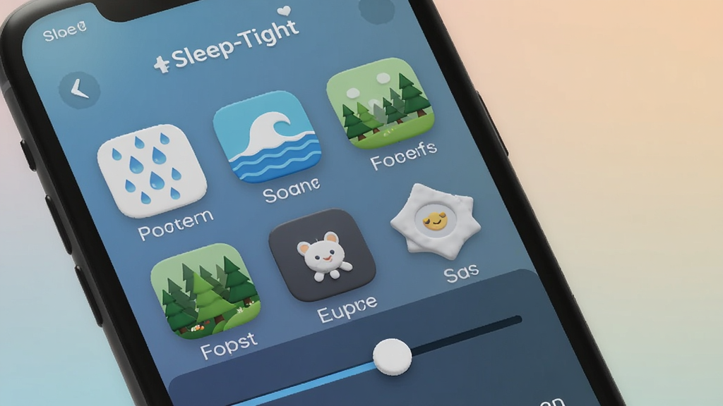 һ��չʾ Sleep-Tight ������Ч�����ͼƬ���������ֻ���Ļ��ʾ Sleep-Tight ����Ч�⣬����Ρ����ˡ�ɭ�ֵ�ͼ�꣬�·��л������ڻ��飬��������͵Ľ���ɫ�����������Ȼ��ϸ�����������ʸɾ����޶���Ԫ��