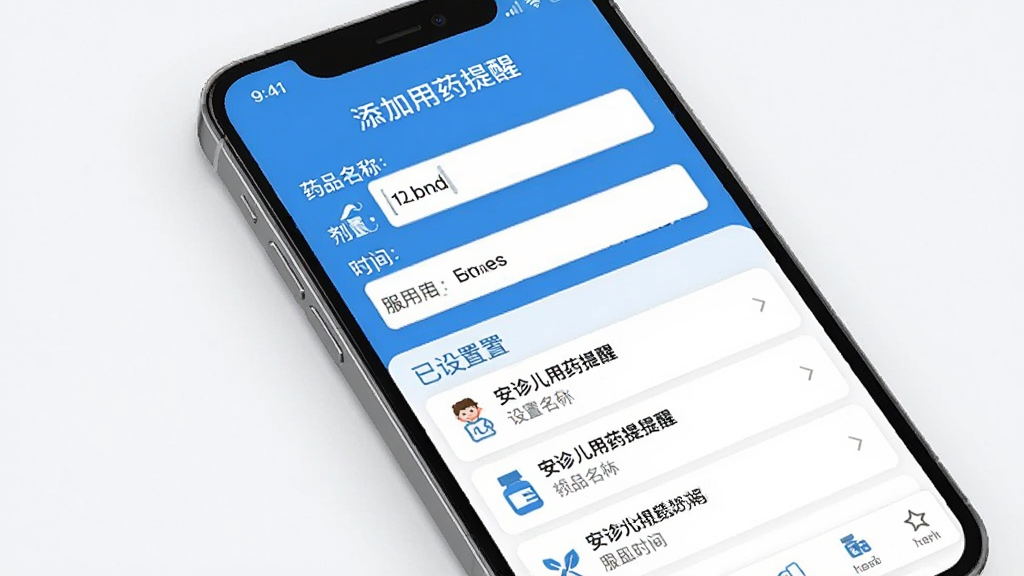�������ҩ�������ý��棬�ֻ���Ļ��ʾ������ҩ���ѵ�ҳ�棬����ҩƷ���ơ�����������ʱ���������Լ������õ������б������������ˣ�������ɫ�������ɾ�����������