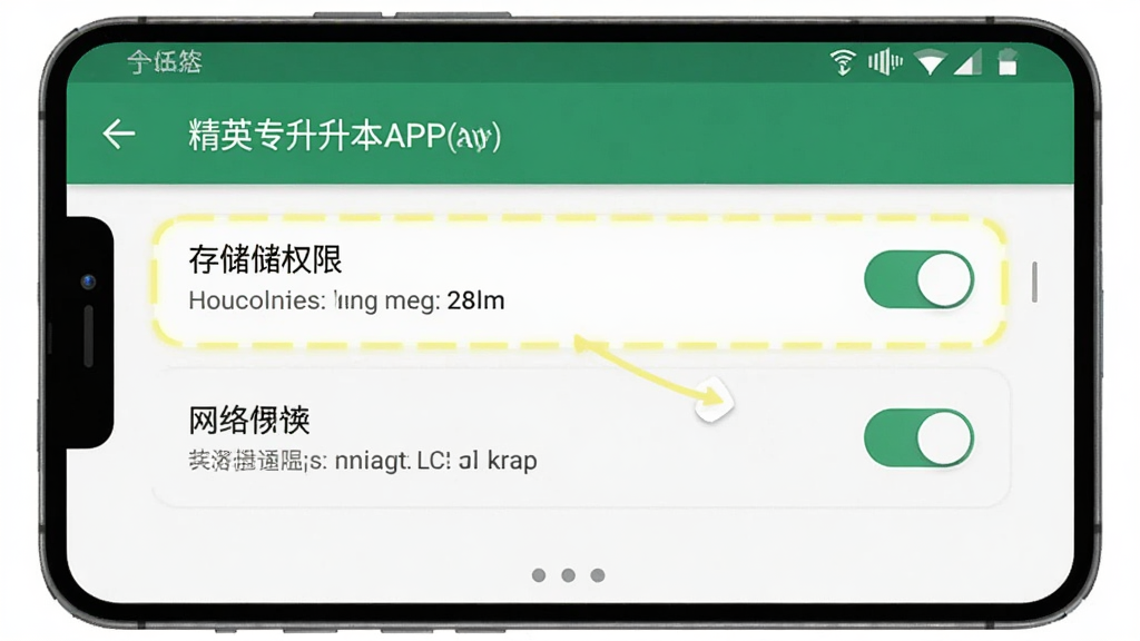 ��Ӣר����APP���ֻ��ϵİ�װȨ�����ý���ʾ��ͼ������չʾ��׿�ֻ�������ҳ�棬������ע���洢Ȩ�޺�����Ȩ�޵Ŀ���λ�ã��������࣬��ע���������ʸɾ��޶���Ԫ��