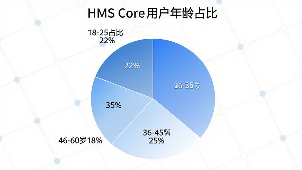 HMS Core �û�����ֲ���״ͼ��ͼ������Ϊ��HMS Core�û�����ռ�ȡ�������Ϊ18-25��ռ��22%��26-35��ռ��35%��36-45��ռ��25%��46-60��ռ��18%����ͼ��ɫ�������׽���ϵ��ÿ��������ע�����ٷֱȣ������������񣬻��ʸɾ����޶���Ԫ��