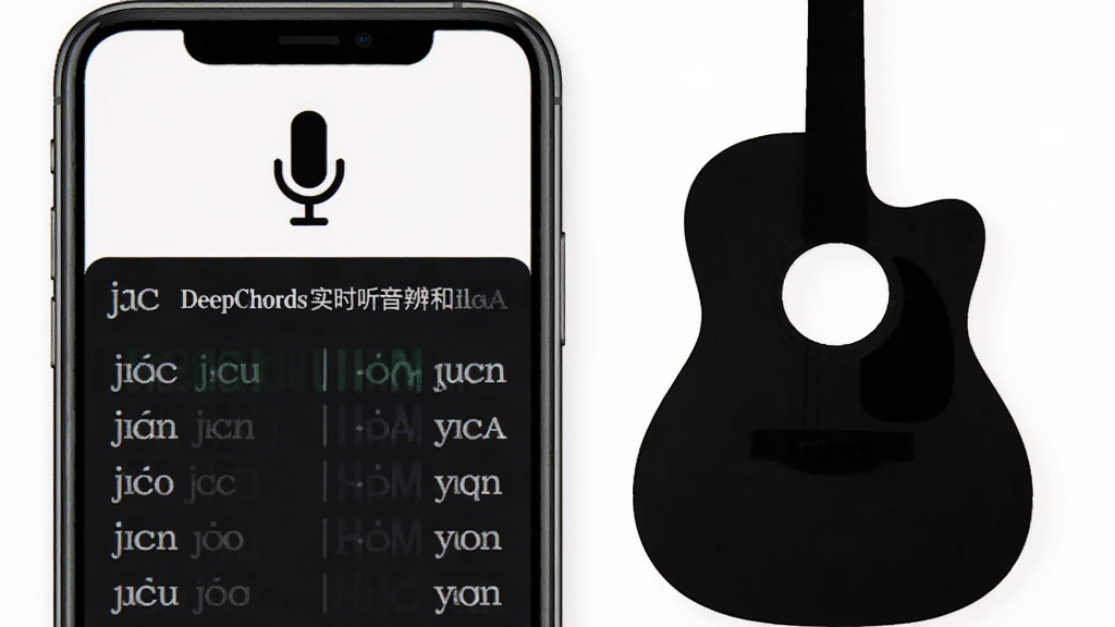 һ��չʾDeepChordsʵʱ��������ҹ��ܵ�ͼƬ������Ϊ�ֻ���Ļ��ʾһ����˷�ͼ���ʵʱ�����ĺ������ƣ�����Ϊ��ɫ����������˷�ͼ���ڶ������·��Ǻ��������б������Ϊ����ִ���ϸ�����ֻ��Ա���һ�Ѽ����ļ�Ӱ�����ʸɾ����޶���Ԫ��
