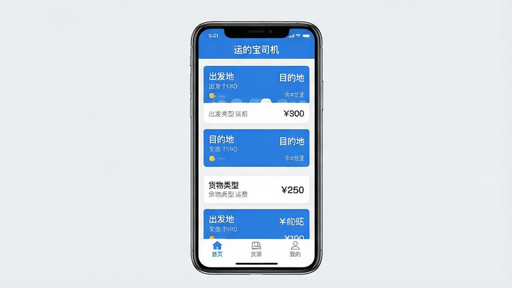 һ��չʾ�˵ı�˾��APP��ҳ������ֻ���ͼ���ͼƬ������������һ�������ֻ�����Ļ����ʾ�˵ı�˾��Ӧ�������棬�����С��˵ı�˾�������ֱ�ʶ���м��ǻ�Դ�б���Ƭ��ÿ�ſ�Ƭ��ʾ�����ء�Ŀ�ĵء��������ͺ��˷Ѽ۸񣬵ײ��С���ҳ������Դ�����ҵġ�����������ť�������Ǹɾ���ǳ��ɫ���������ִ���ƽ����ɫ������ɫ�Ͱ�ɫΪ�������������ɱ棬���ʸɾ��޶���Ԫ�أ�������װ�Ρ�