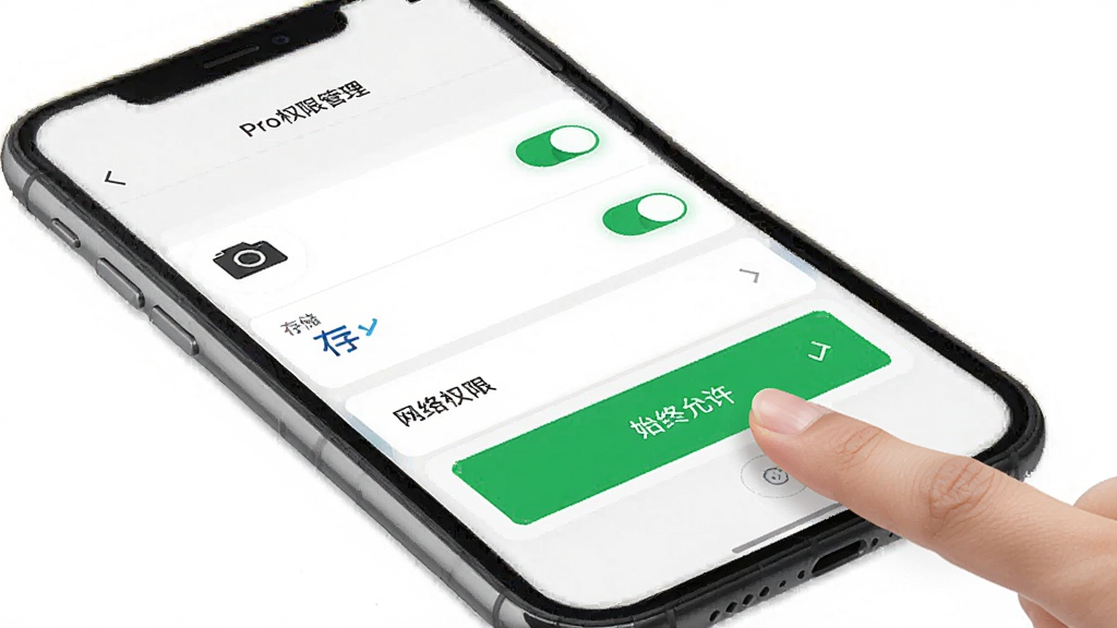 �̼�Pro����ƽ̨APPȨ����������ͼ���������ֻ���Ļ��ʾӦ��Ȩ�޹������棬������洢������Ȩ�޿��ؾ�Ϊ��ɫ��״̬���Ա���һ����ָ���ڵ����ʼ����������ť����������ˣ����ʸɾ����޶���Ԫ�ء�