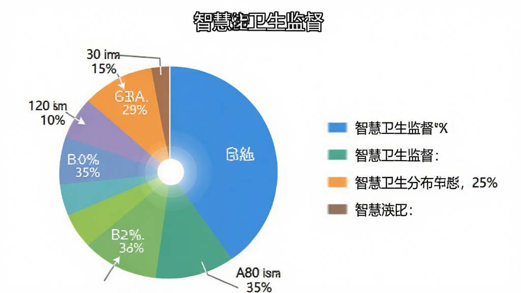 智慧卫生监督用户年龄分布统计图,主体为饼状图,布局为圆形占比图右侧带图例,排版清晰,风格数据可视化,细节标注百分比,画质干净无多余元素,图中文字包含“智慧卫生监督”