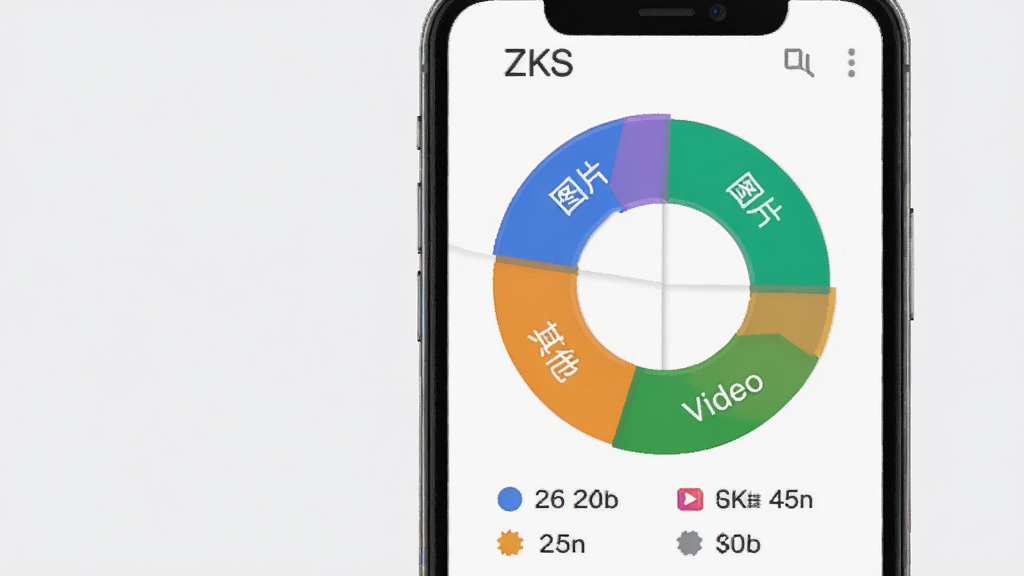 ZKS Cloud�洢�ռ�������棬�ֻ���Ļ��ʾ��ɫ����ͼ����ͼ����Ϊ�ĵ���ͼƬ����Ƶ�������ĸ������·��ж�Ӧ����ɫͼ����ռ�ô�С���֣�������ǳ��ɫ�������ˬ���ݿ��ӻ������ʸɾ��޶���Ԫ��