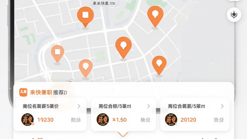 ���׿��ְApp�ĸ�����λ�Ƽ����棬�ֻ���Ļ��ʾ��ͼģʽ����ͼ���ж����ɫ��ǵ������ְ��λλ�ã��·�������Ƭչʾ���������������λ��������λ���ơ�ʱн�����̼�ͷ�񣬻������ƽ�ִ�����ɫ�Գ�ɫ��ǳ��ɫΪ�������������ɶ������ʸɾ��޶���Ԫ��