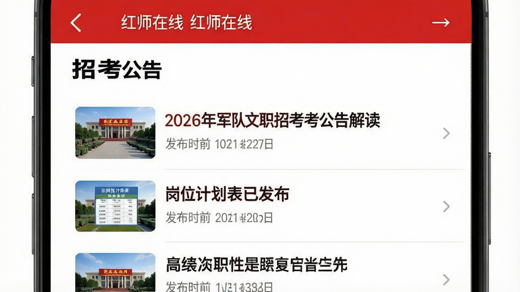 һ���ֻ���Ļ��ͼ������չʾ����ʦ���ߡ�App����Ѷҳ�棬��Ļ�Ϸ��ǡ��п����桱���⣬�·��б���ʾ������Ѷ���⣬�硰2026�������ְ�п���������������λ�ƻ����ѷ������ȣ�ÿ����Ѷ���������ͼ���Ҳ��б���ͷ���ʱ�䣬���岼������������ִ����Ժ�ɫ�Ͱ�ɫΪ��ɫ�������ʸɾ����޶���Ԫ��