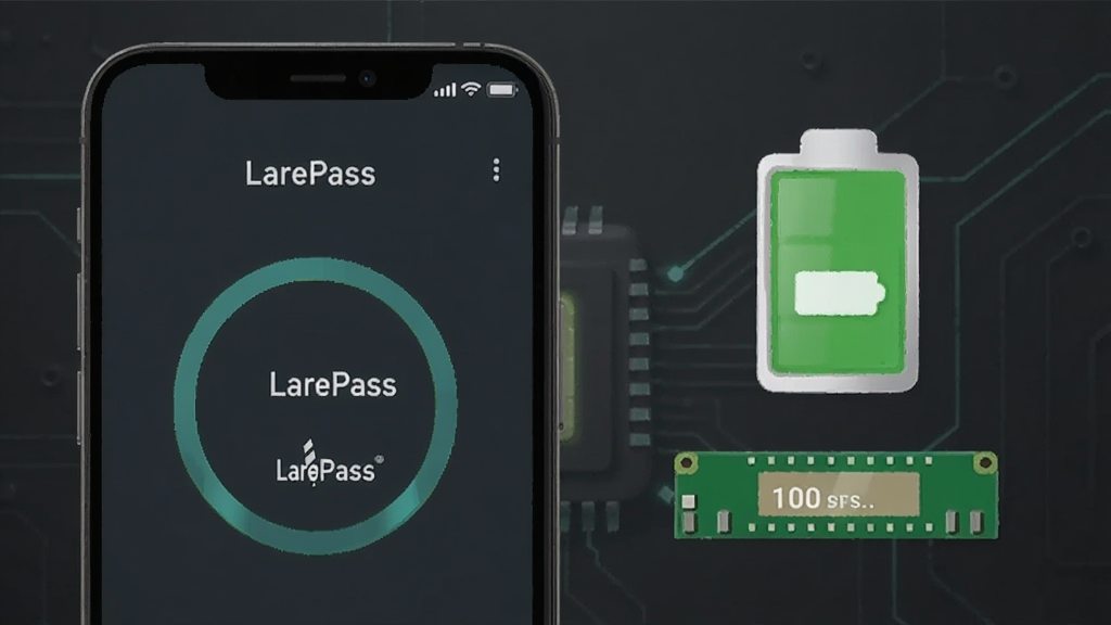 һ��չʾLarePass����Դռ�����Ե�ʾ��ͼ��������һ���ֻ���Ļ��ʾLarePass��̨����״̬���Ա��е��ͼ����ڴ���ͼ�꣬���ͼ����ʾ�������㣬�ڴ�����ʾռ�úܵͣ�����Ϊ���ɫ�Ƽ���񣬻��ʸɾ��޶���Ԫ��