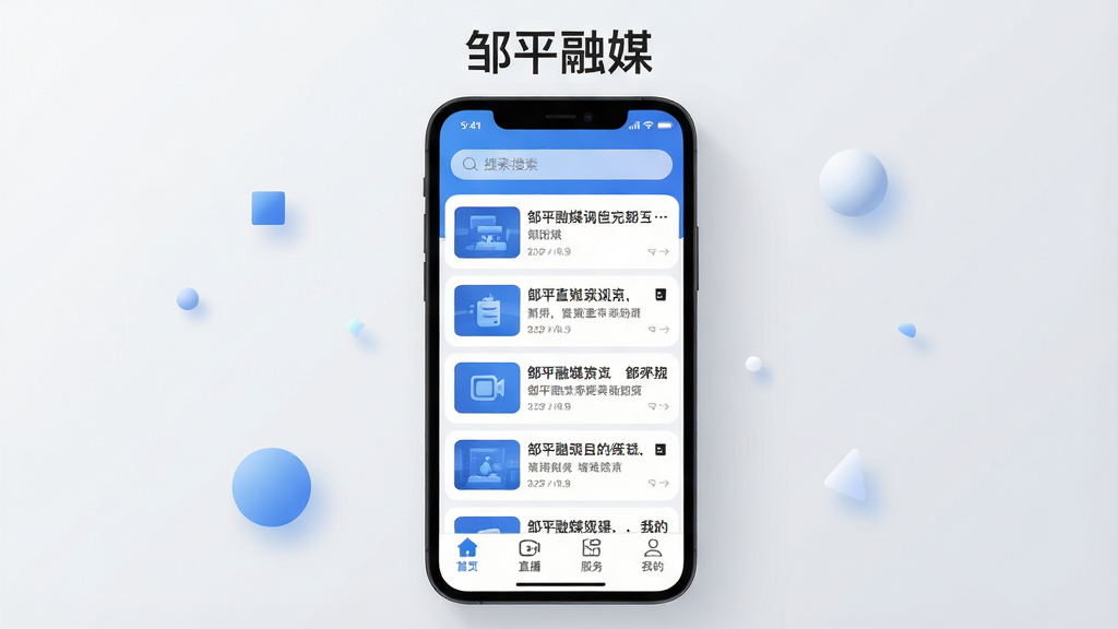 ��ƽ��ýApp������ȫòչʾ���ֻ���Ļ���з��ã���Ļ����ʾ��ɫ��������Ѷ�б��붥�����������ײ�����������ҳ��ֱ���������ҵ��ĸ�ͼ�꣬����Ϊ�ɾ���ǳ��ɫ���䣬��Χ��׺���ļ���ͼ�κ���͹�Ӱ������ִ���ƽ��ϸ��Բ�����������ʸɾ��޶���Ԫ�أ���Ļ�Ϸ���