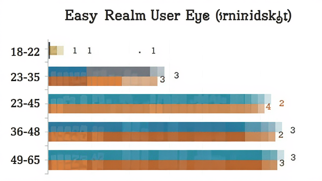 һ����״ͼչʾEasy Realm�û�����ֲ���������ͼ��������Ϊ������״���Ű����Ϊ������Ҳ�Ϊ����������ƽ��ϸ����18-22�ꡢ23-35�ꡢ36-48�ꡢ49-60���ע�����ʸɾ��޶���Ԫ�ء�