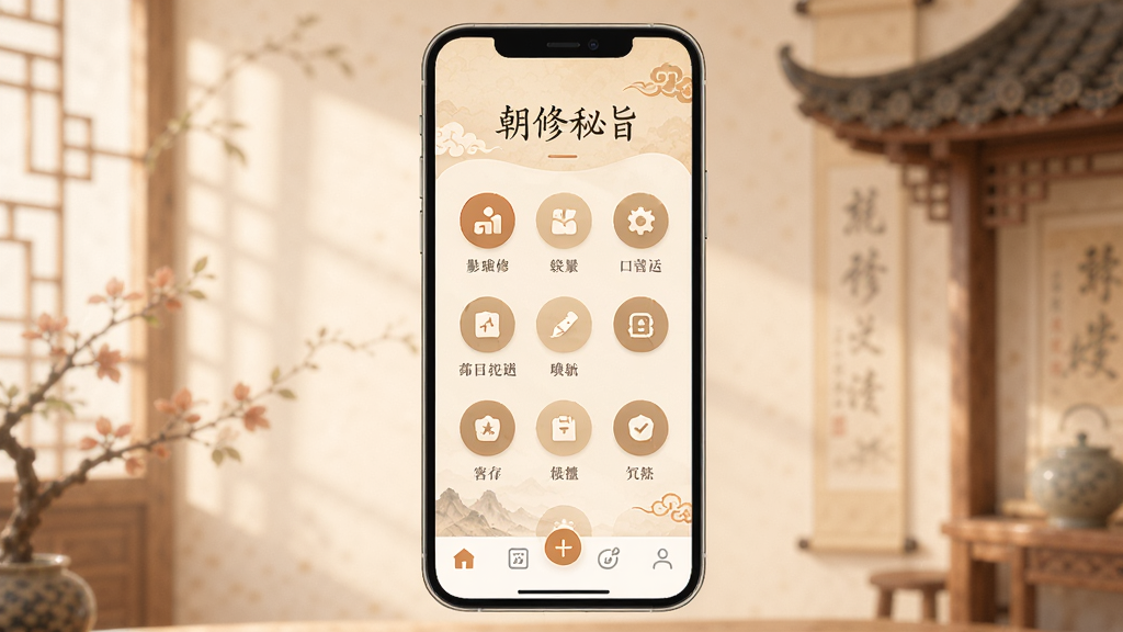 ������ּ �ֻ�Ӧ�ý���չʾ ����Ļ ���ůɫ�� �й��� ��಼�� ������ʾӦ������ �м�Ϊ����ͼ������ �ײ������� ��ƽ����� ���廭�� �ɾ��޶���Ԫ��