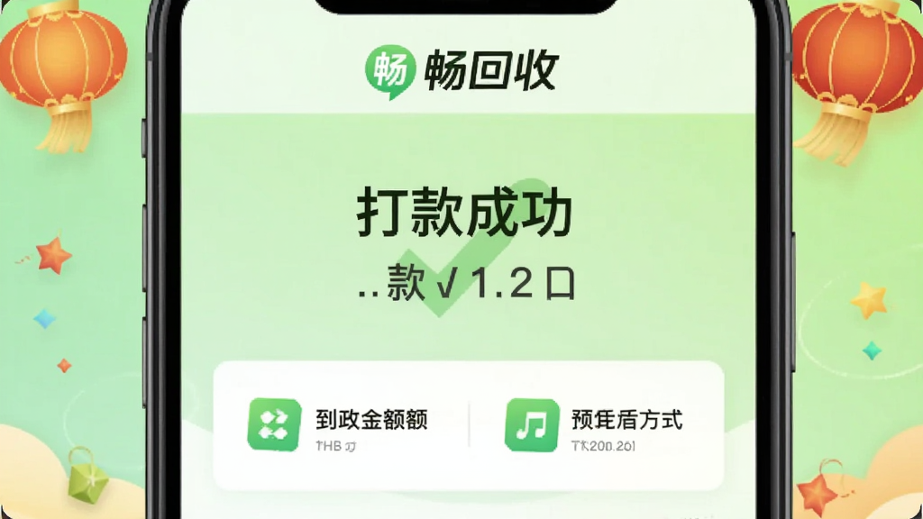 畅回收打款到账界面截图,手机屏幕显示