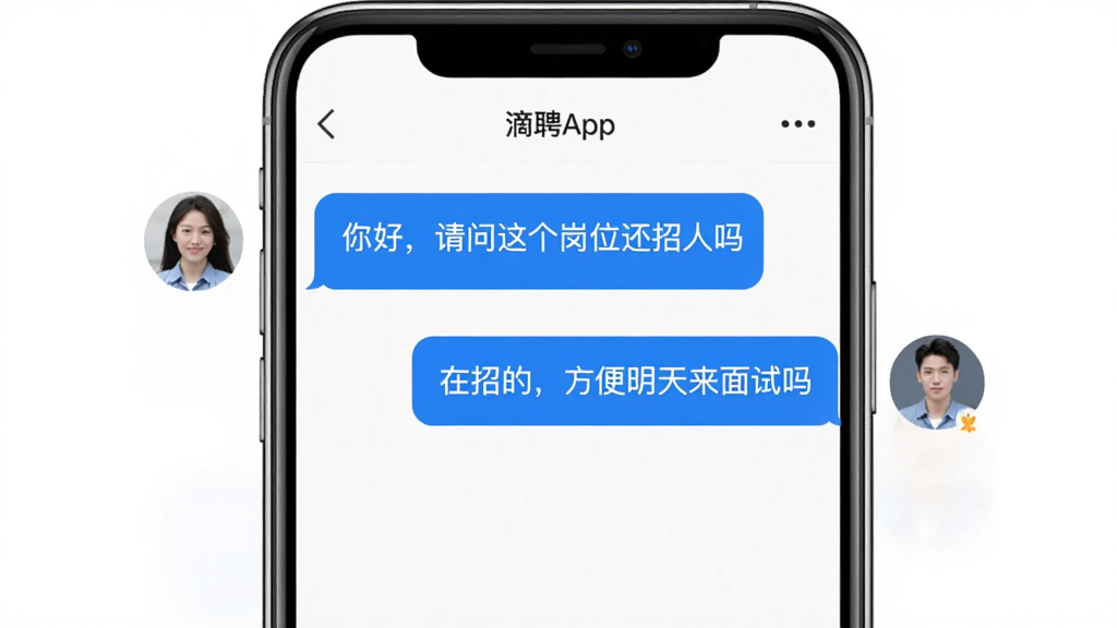 �ֻ��������չʾ��ƸAPP�ڵĹ�ͨҳ�棬�������ְ��ͷ���Ҳ�����Ƹ��ͷ�񣬶Ի�������ʾ����ã����������λ�������𡱡����еģ����������������𡱣�����ɾ���ˬ������ɫ����Ϊ������������������Ԫ��