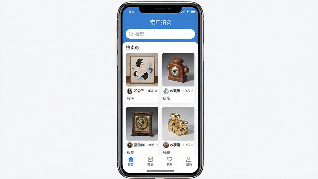 һ���ֻ�Ӧ�ý���չʾͼ�����������ǡ����������App����ҳ�棬���������������м���������Ʒ�б�����������Ʒ���ղ�Ʒ������ͼ���ײ��е����������岼��������������ִ���������ɫ�����ʸɾ����޶���Ԫ��