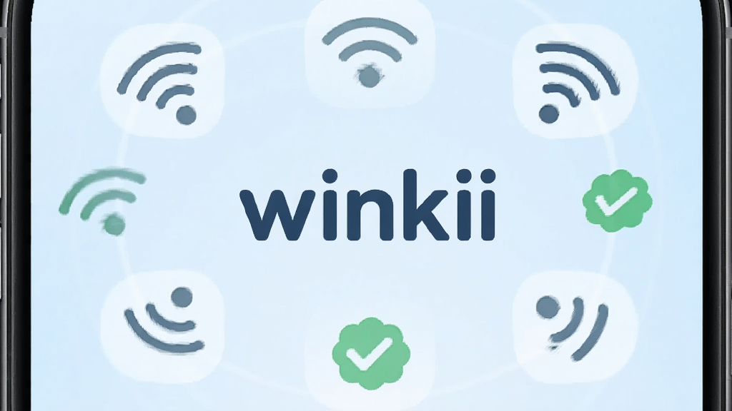 һ�ż��ɾ����ֻ�Ӧ�ý����ͼ�����������ǡ�winkii����Logo��־�������ǵ���ɫ���䣬��Χ������WiFi�ź�ͼ������ӳɹ�����ɫ�Թ����������ִ���ƽ���������������޶������ֺ�����Ԫ��