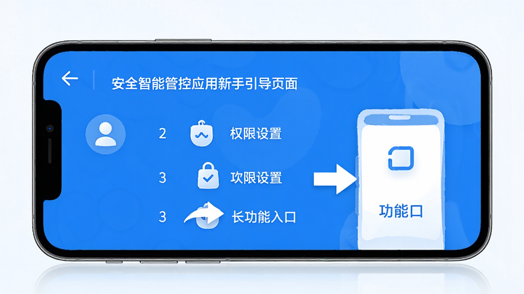 ��ȫ���ܹܿ�Ӧ�õ���������ҳ�棬�ֻ���Ļ��ʾ�ֲ�������ʾ���м�ͷָ��Ȩ�����ú͹�����ڣ������Ѻ�������������ɫ��ͼ���࣬�����ɾ������ʸ����޶���Ԫ��