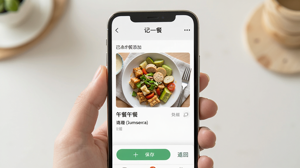 ��һ�����ͼ�¼����չʾ���������ֻ���Ļ���ּ�һ��App����ͼ�¼ҳ�棬��Ļ�Ϸ��С���һ�͡����ֱ��⣬�м��������ӵ����ʳ����Ƭ�����ֱ�ע���·��б��水ť�ͷ��ؼ��������ɾ����࣬�����ܰ�ճ��������������޶���Ԫ��