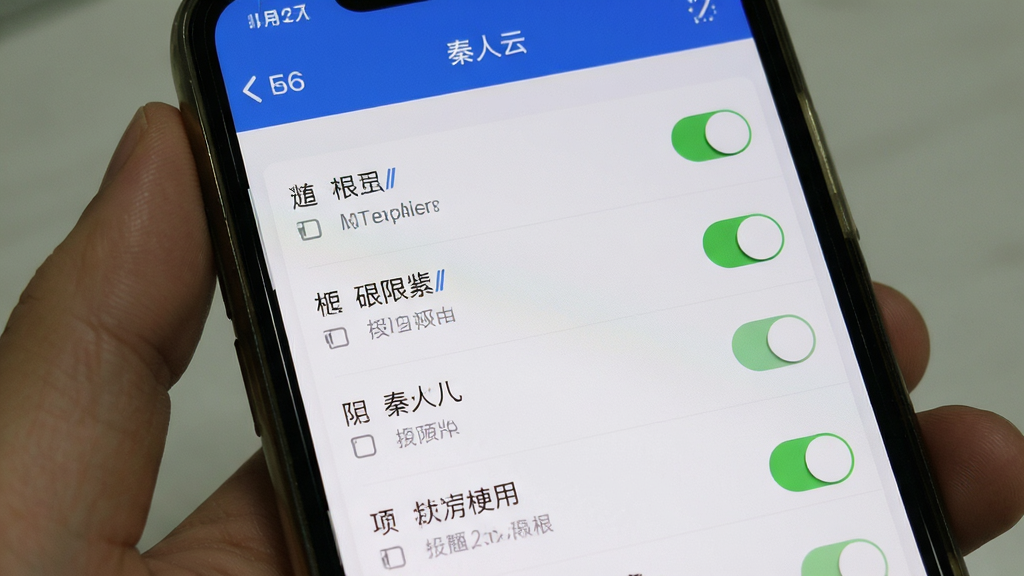 秦人云 手机设置权限界面展示,主体是手机屏幕中显示应用权限管理页面,布局为列表式排列,排版清晰,风格为系统原生设计,细节上权限开关图标明确、文字标注清楚,画质干净,界面无多余元素