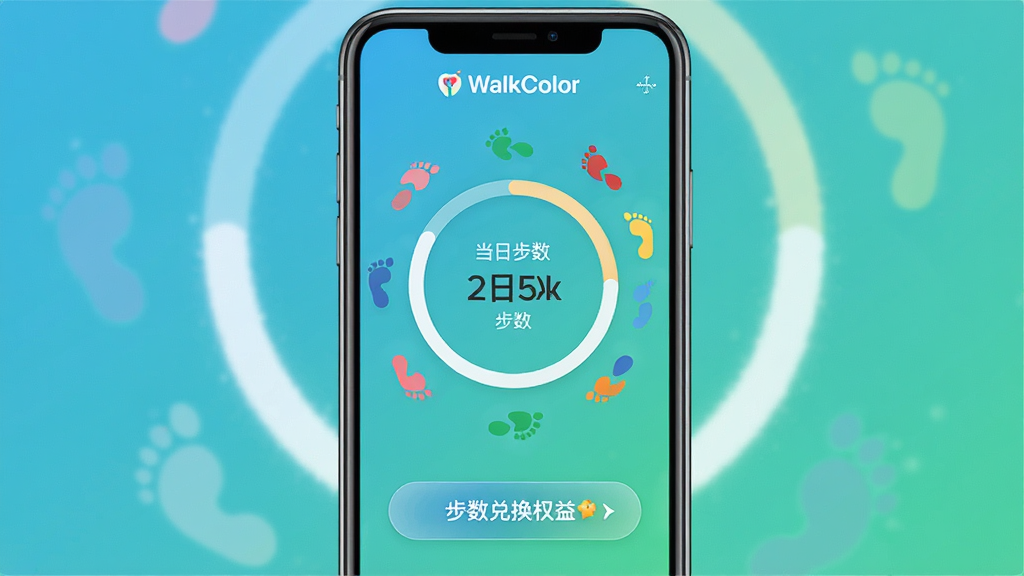 WalkColor ����������ȫòչʾ���ֻ���Ļ������ʾ���ղ���Բ������������Χ��׺��ɫС��ӡͼ�꣬�·��в����һ�Ȩ�水ť�����������µ����̽��䣬��ƽ����Ʒ�񣬻���ɾ������޶���Ԫ�أ���������