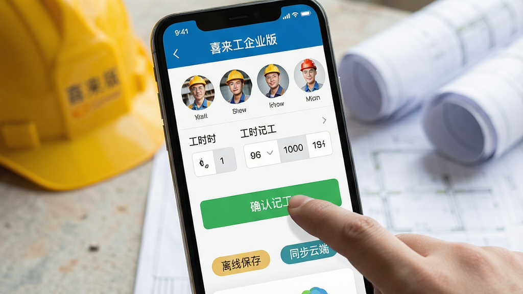 �ֻ���Ļ��д��չʾ��ϲ������ҵ�桱�ļǹ����棬������һֻ�����ڵ����ȷ�ϼǹ�����ť�������Ϸ���ʾ����ͷ���б��͹�ʱѡ�������·��С����߱��桱�͡�ͬ���ƶˡ�����״̬��ǩ��������ģ���Ĺ��ذ�ȫñ��ʩ��ͼֽ�����дʵ��������������������Ԫ�ء�