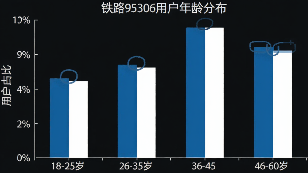 ��·95306�û�����ֲ���״ͼ������Ϊ�����18-25�ꡢ26-35�ꡢ36-45�ꡢ46-60�꣬����Ϊ�û�ռ�ȣ���״ͼ��ʾ36-45��ռ����ߣ��������࣬������ɫ����������
