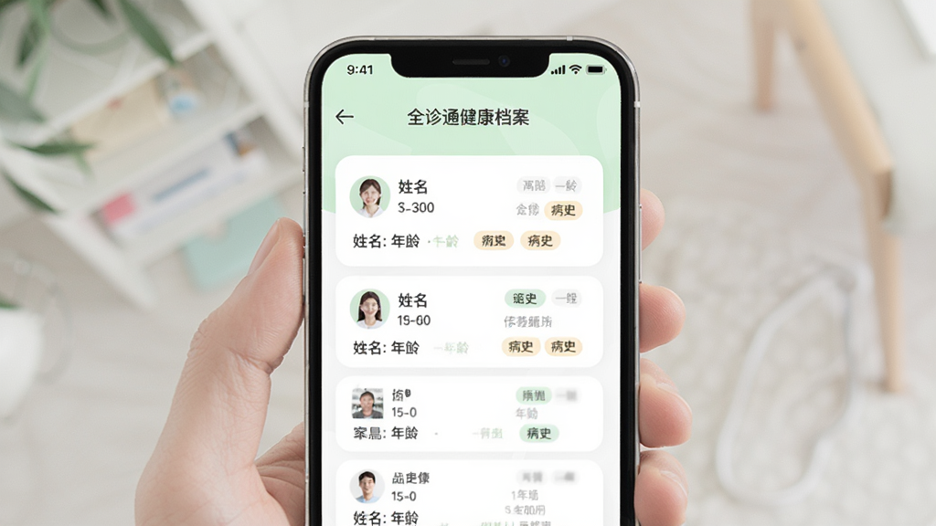 ȫ��ͨ���������������棬�ֻ���Ļ��ʾ��ͥ��Ա�б�����ϸ������Ϣ��Ƭ����Ƭ�������������䡢��ʷ��ǩ������Ϊ��ɫ��ǳ��ɫ���䣬�����Ű����룬������£����ʸɾ��޶���Ԫ��