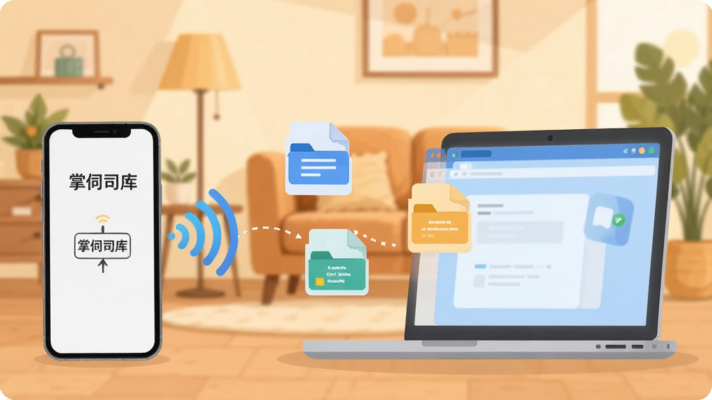 һ�š�����˾�⡱�ļ����书�ܵ�ʾ��ͼ������չʾ�ֻ���ʼǱ�����֮��ͨ��WiFi�ź����ӣ��ļ�ͼ���ڿ��з��������Ļ����������ܰ�ļҾӻ���������ƽ���廭���������������ʸɾ��޶���Ԫ��