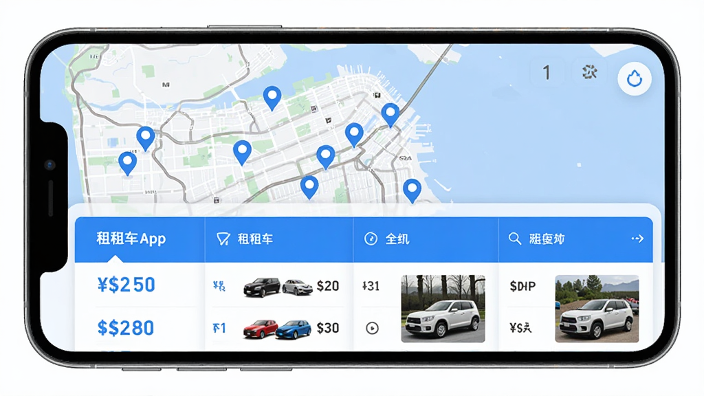 ���⳵Appȫ���⳵�ȼ۽��棬�ֻ���Ļ��ʾ��ͼ�϶�����б�ǵ㣬�·��б�չʾ��ͬ���б��ۺͳ���ͼƬ����������ɫ�Ͱ�ɫΪ��������������������ִ������ʸɾ��޶���Ԫ��
