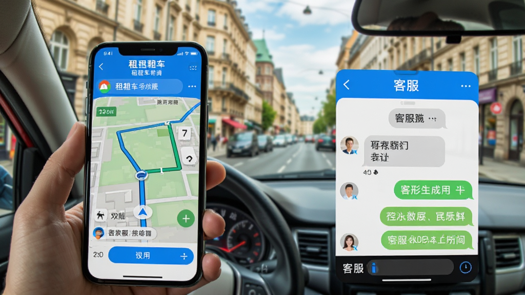 ���⳵App���ĵ����Ϳͷ����棬�ֻ���Ļ��ʾ���ĵ���·�ߺͿͷ����촰�ڣ������ǹ�����н־������дʵ��ɫ��������ϸ�����������ʸɾ�