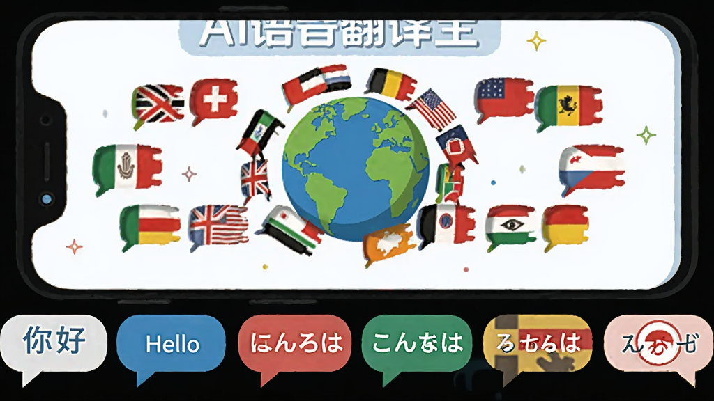AI���������� �����Է��볡���廭�������������ֻ���Ļ��ʾ������컷�Ƶ����ͼ�꣬�·������š���á���Hello��������ˤ��ϡ��Ȳ�ͬ���Ե��������ݣ�����Ϊ�����������������ƽ���廭��ϸ�ڴ�������ɫ���ޡ����������ɱ棬���ʸɾ��޶���Ԫ�أ������ǡ�AI�������������ķ��빦��չʾ