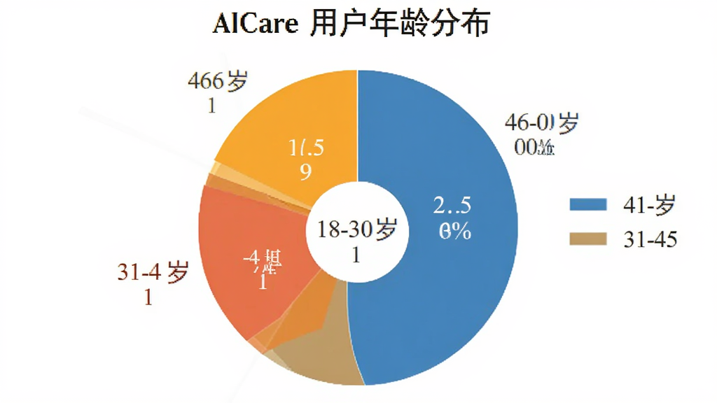AICare �û�����ֲ���״ͼ��չʾ18-30�ꡢ31-45�ꡢ46-60����������ε��û�ռ�ȣ�ɫ���������ԣ����ݱ�ǩ���������ͼ����񣬰�ɫ���������ʸɾ����޶���Ԫ��
