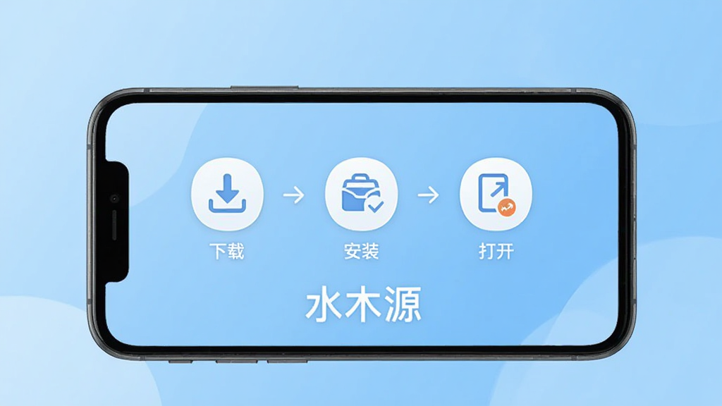ˮľԴ����ʦ�ˣ������������棬�����������ֻ���Ļ����Ļ����ʾ��������ָ��ͼ�꣬�ֱ������ء���װ���򿪣�ͼ���·��С�ˮľԴ�����֣�������ǳ��ɫ���䣬��������ˣ������������޶���Ԫ��