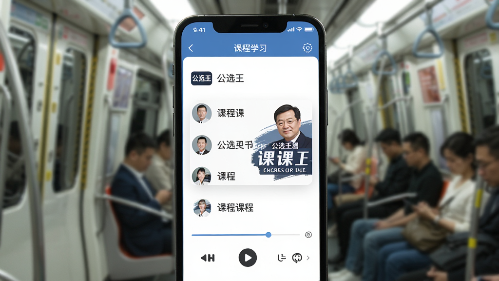 ��ѡ����ѡApp�Ŀγ�ѧϰ���棬�������ֻ���Ļ��ʾ��Ƶ�����б������ڲ��ŵĿγ̷��棬�����н�ʦͷ��Ϳγ̱��⣬�·��в��Ž������ͱ��ٰ�ť�������ǵ��������ͨ�ڳ������黯�����������������������ɾ�